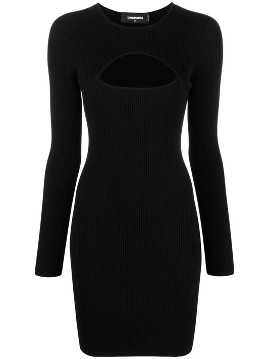Cut-Out Detail Long-Sleeve Minidress