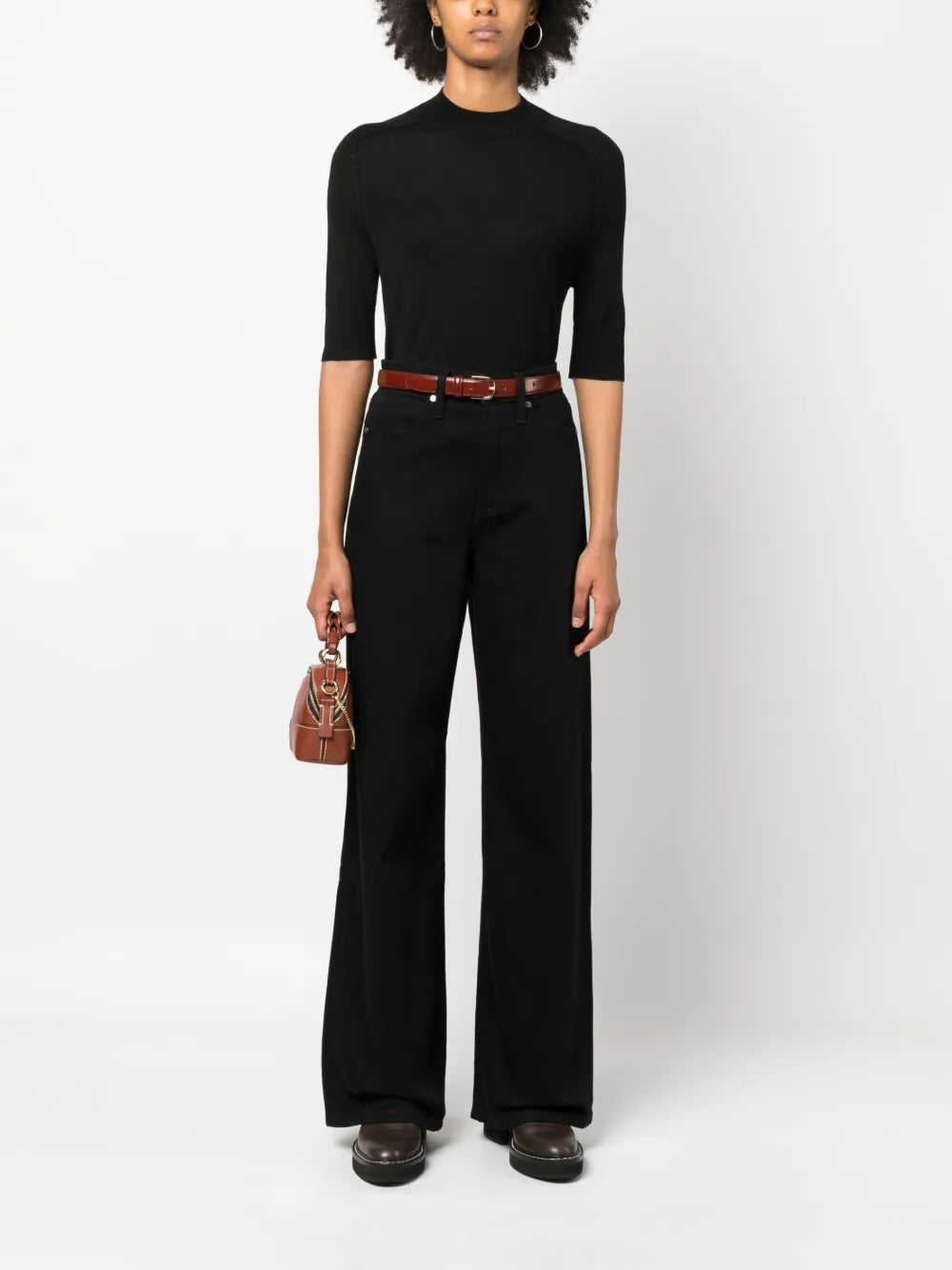 Ribbed-Collar Wool Knitted Top