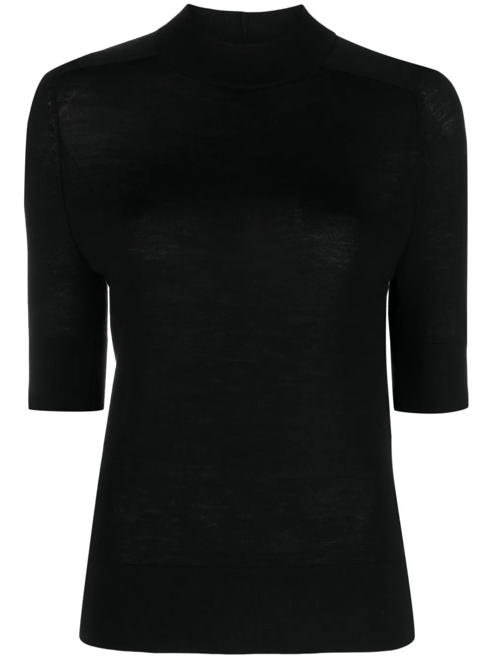Ribbed-Collar Wool Knitted Top