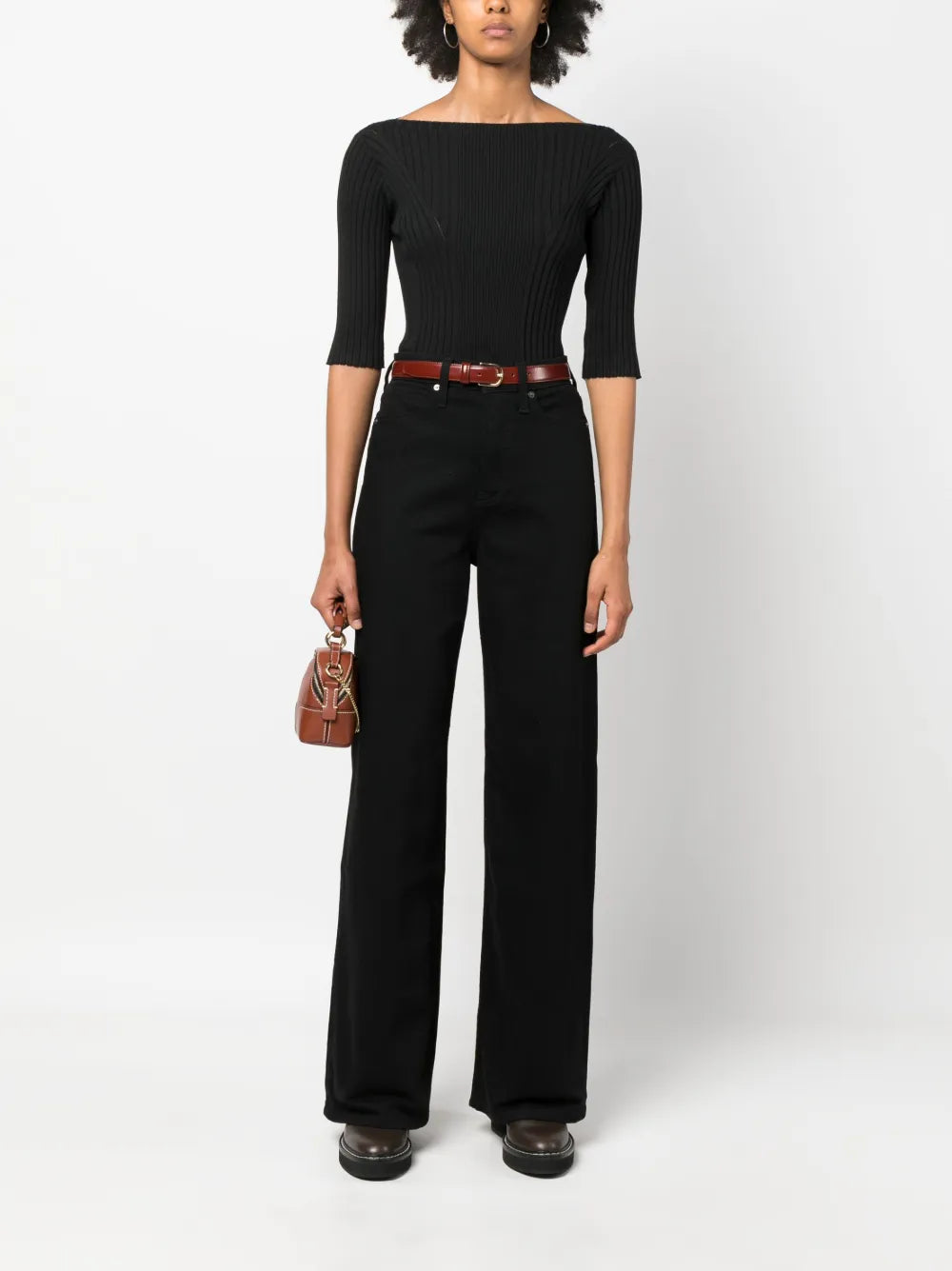 Boat-Neck Ribbed-Knit Top
