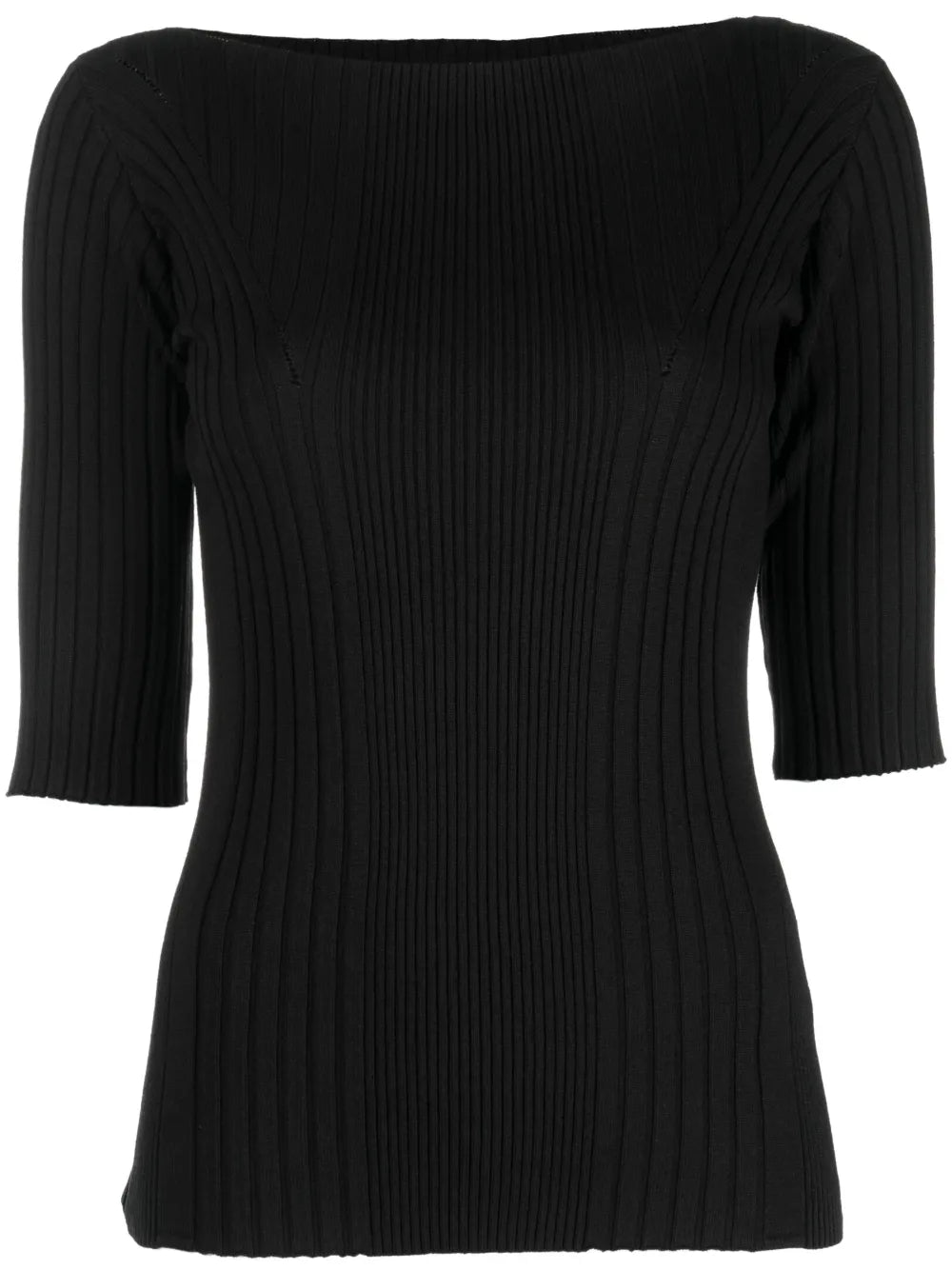 Boat-Neck Ribbed-Knit Top