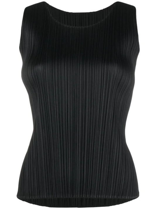 Plissé Scoop-Neck Vest