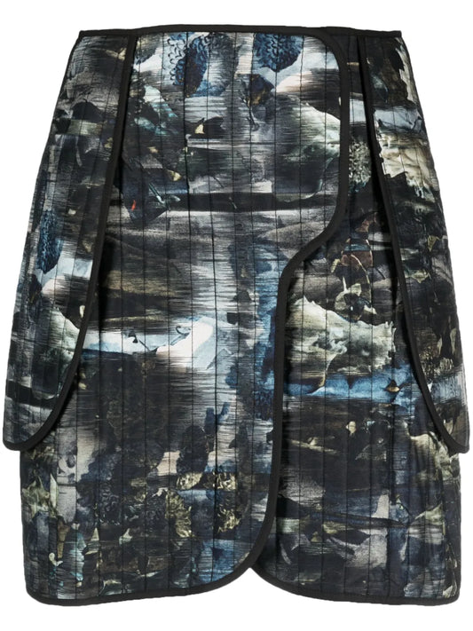 Panelled Graphic-Print Miniskirt