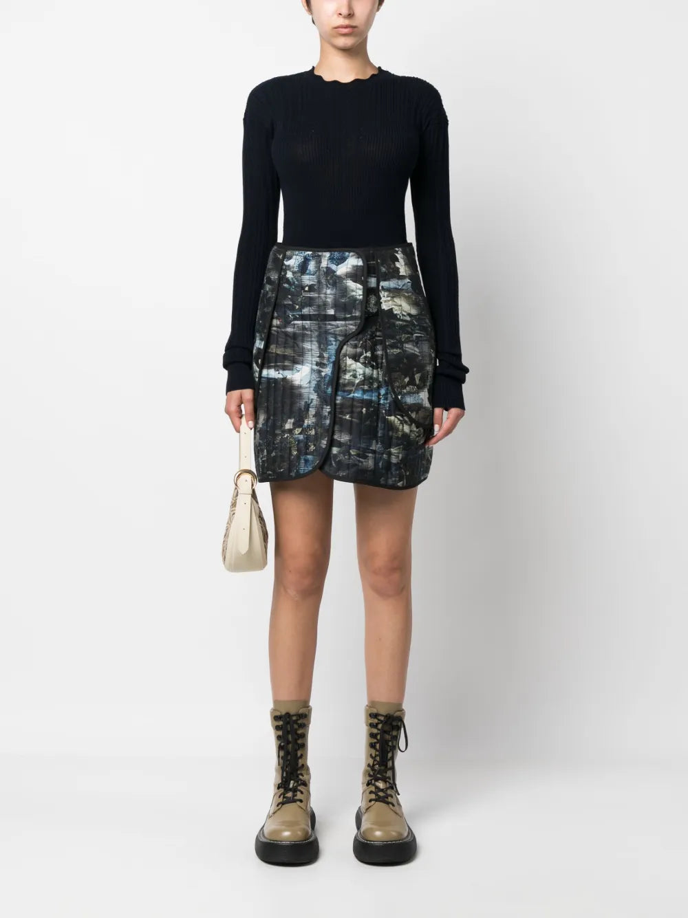 Panelled Graphic-Print Miniskirt