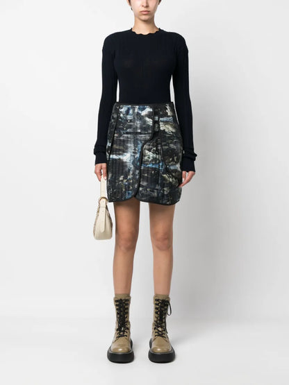 Panelled Graphic-Print Miniskirt