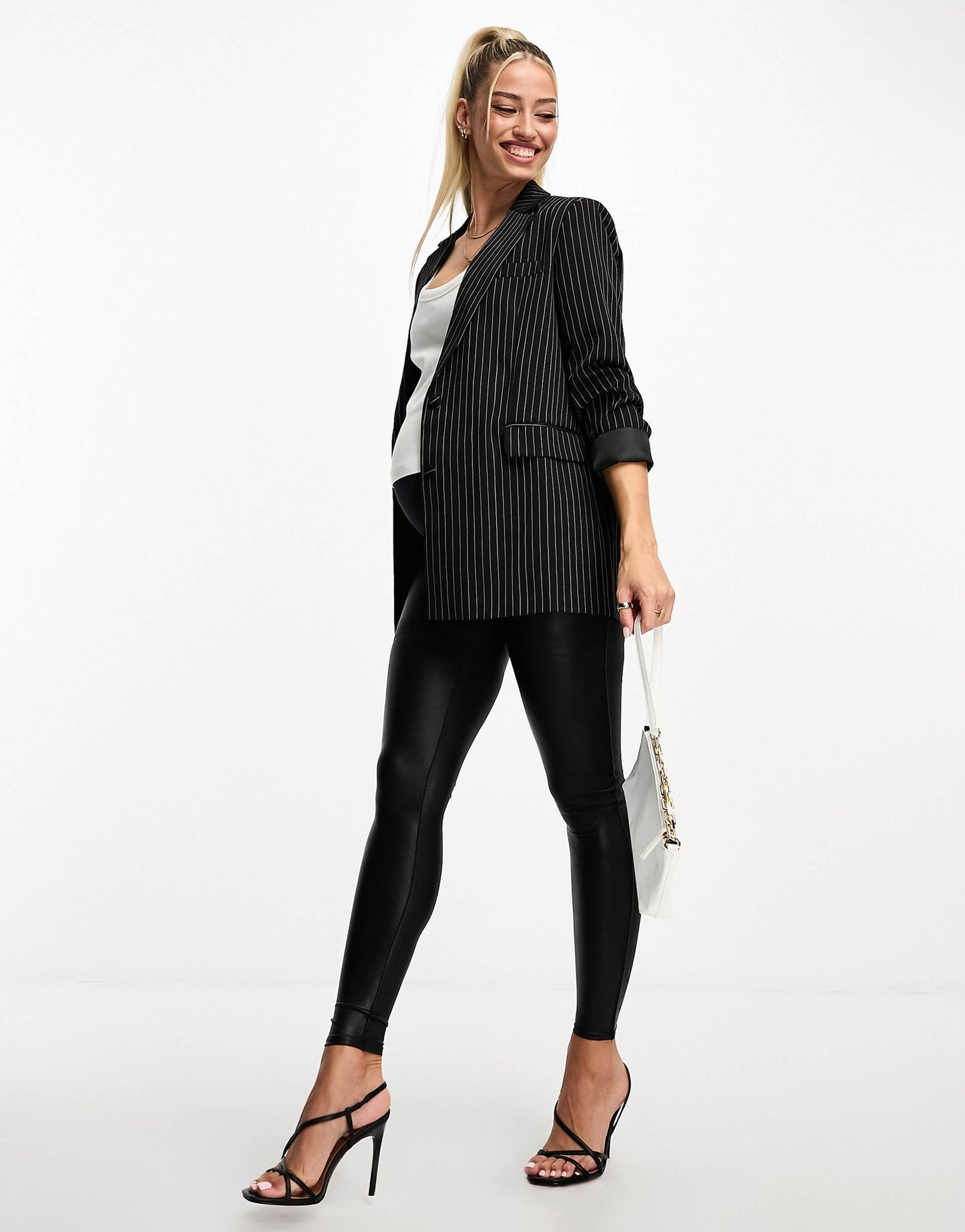 Mama Faux Leather High Waist Sculpting Leggings