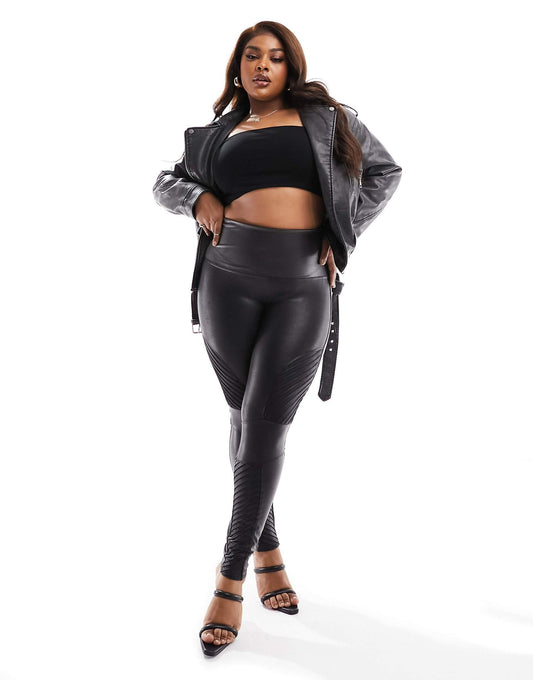 Plus Faux Leather Moto Leggings