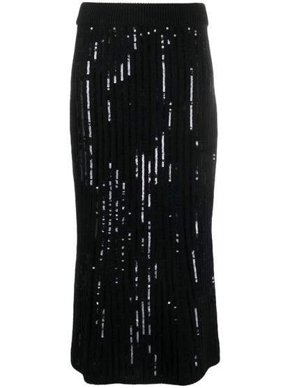 Sequin-Embellished High-Waisted Skirt