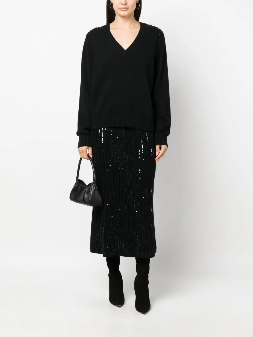 Sequin-Embellished High-Waisted Skirt