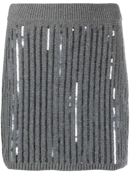 Sequin-Embellishment Knitted Skirt