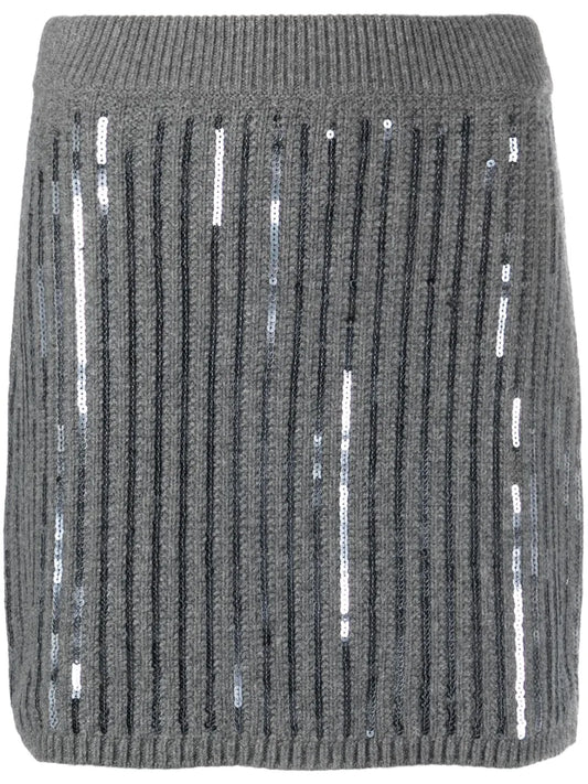 Sequin-Embellishment Knitted Skirt