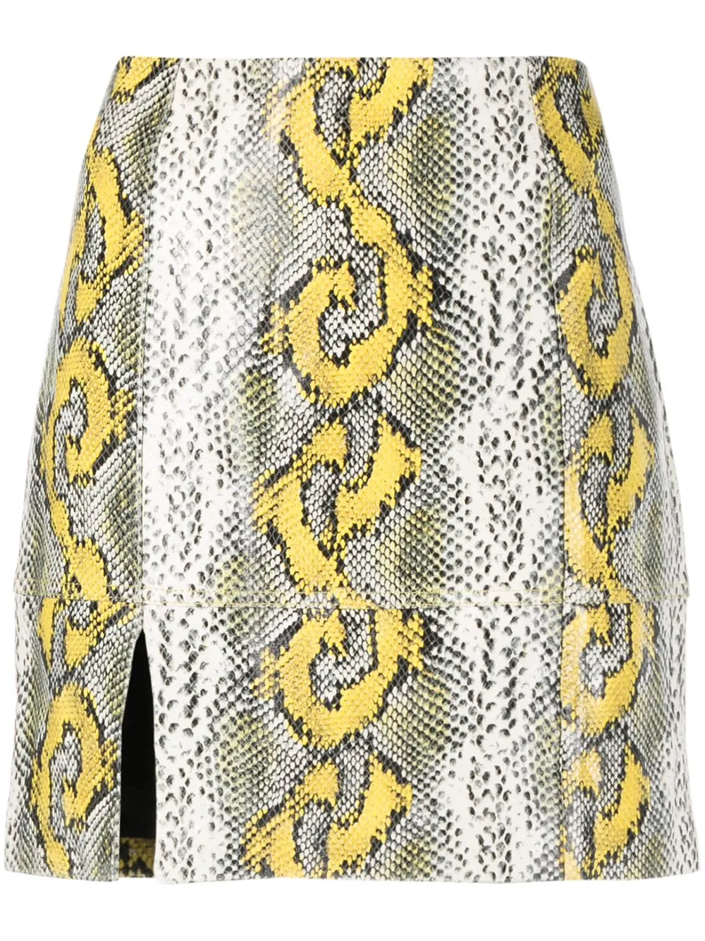 Python-Print Leather Miniskirt