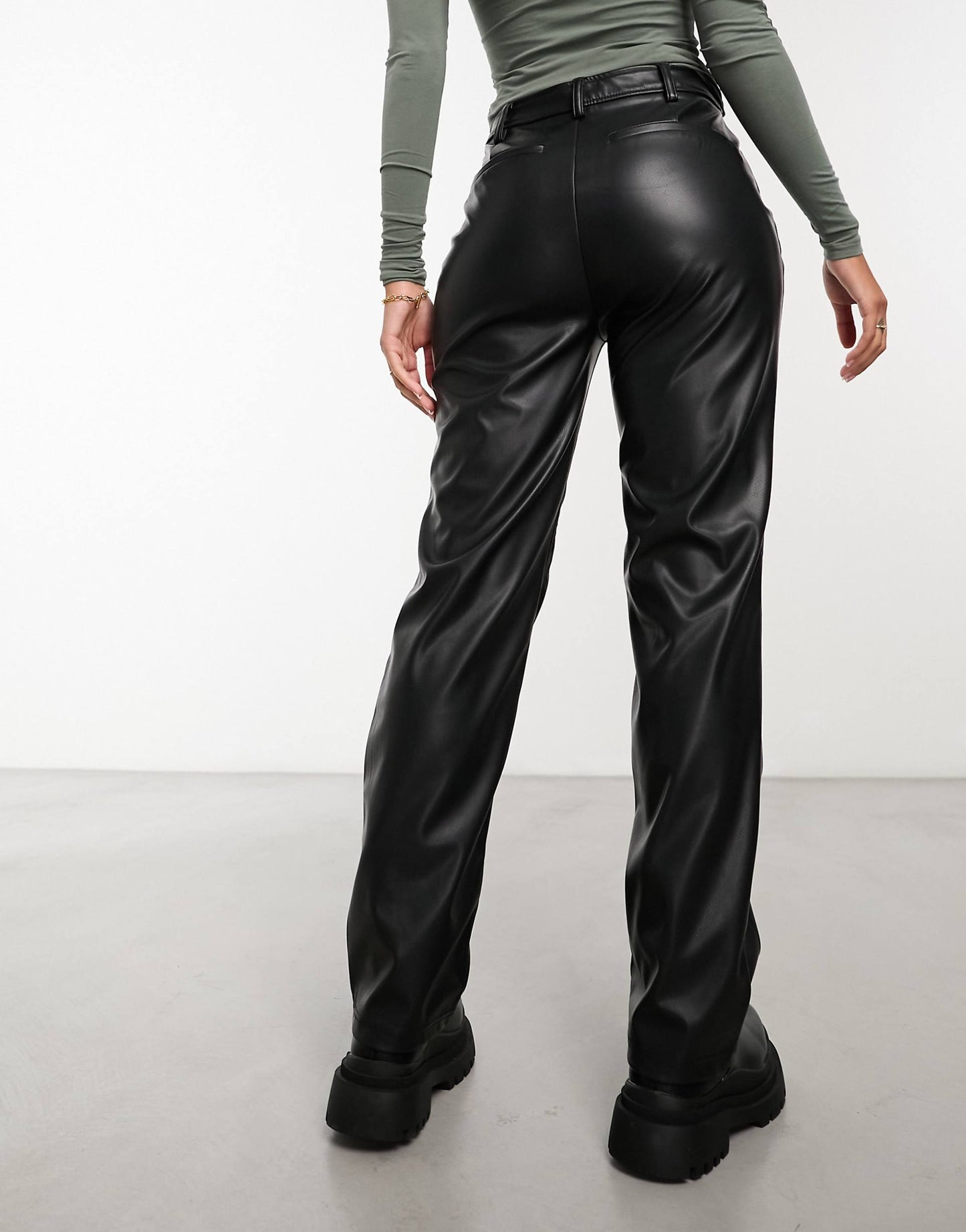 Faux Leather Straight Leg Trouser