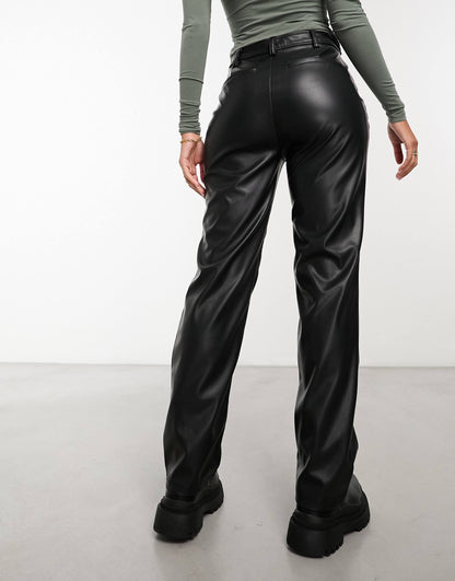 Faux Leather Straight Leg Trouser