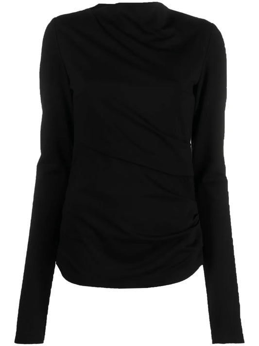 Ruched-Detail Long-Sleeve Top