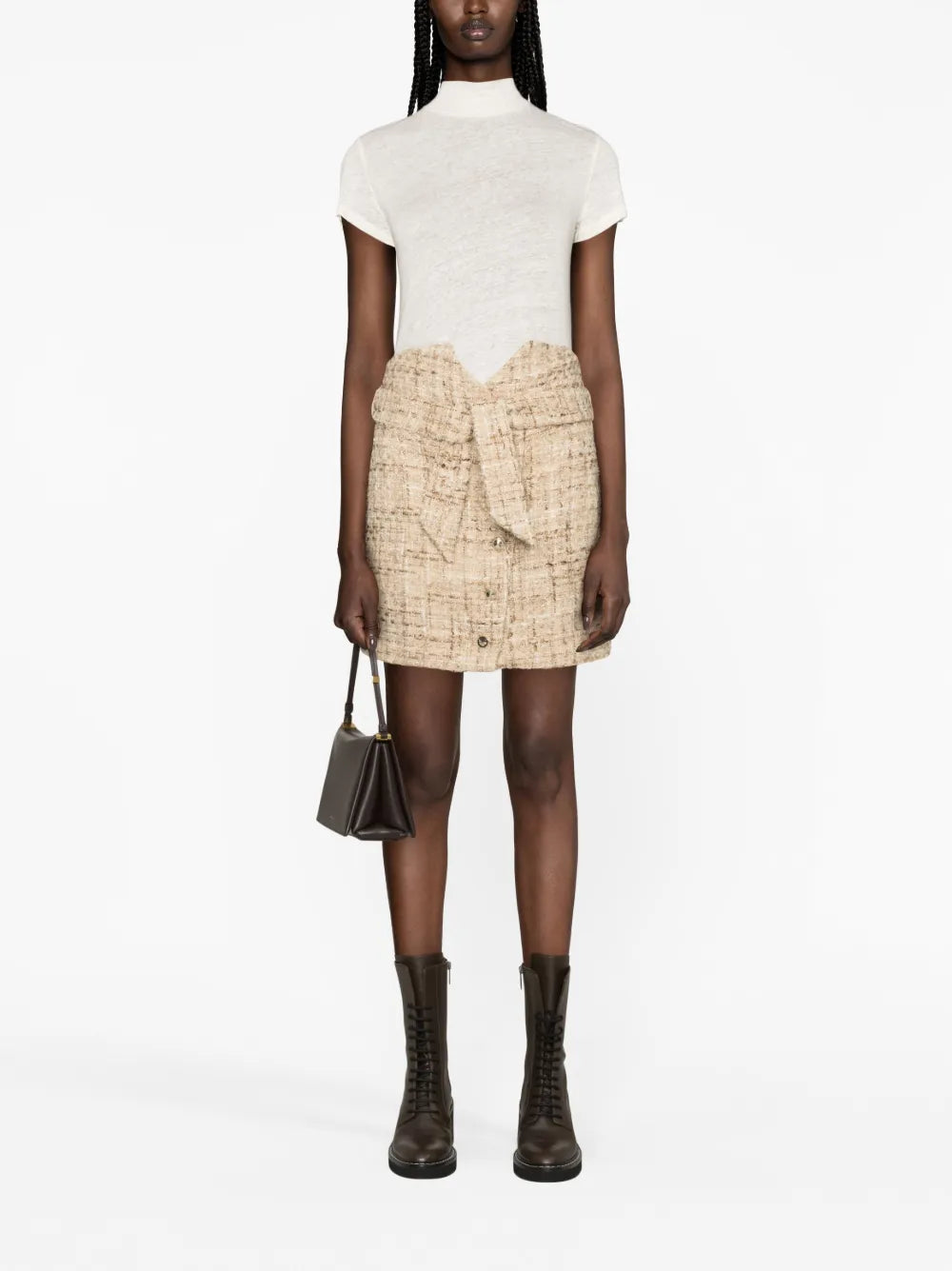 Belted Tweed Miniskirt