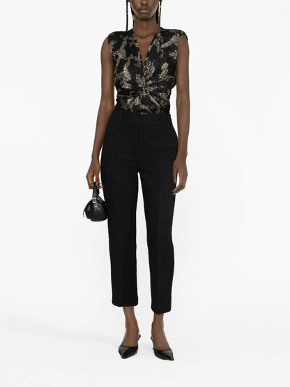 Bouclé Straight-Leg Cropped Trousers