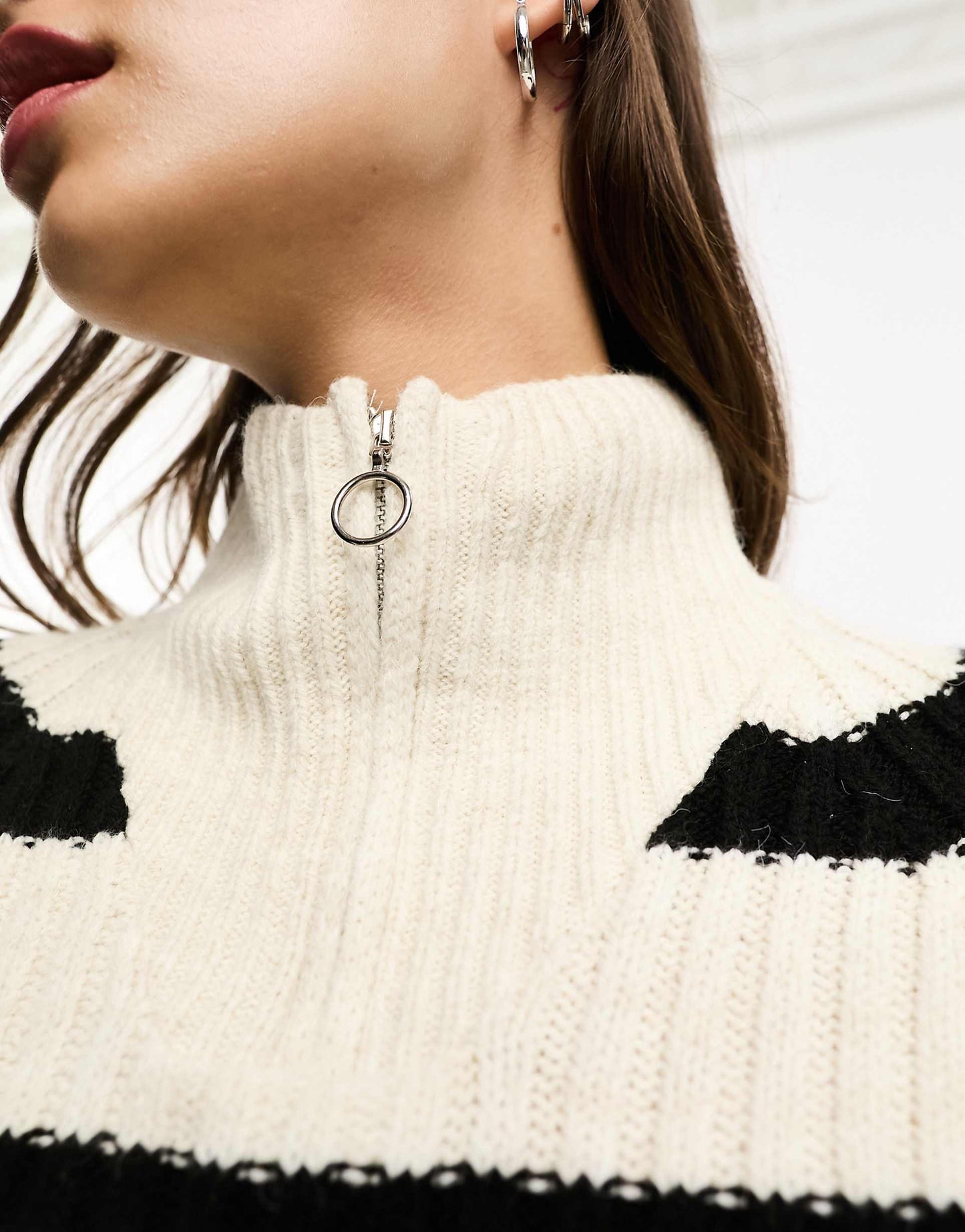 High Neck Zip Detail Jumper