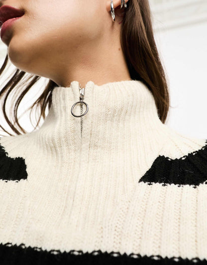 High Neck Zip Detail Jumper