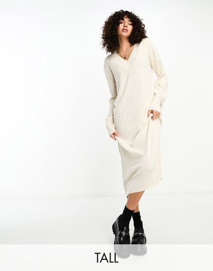 Tall Knitted V Neck Maxi Dress