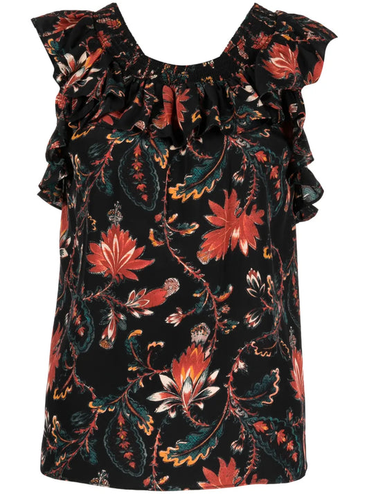 Tulip Floral-Print Blouse