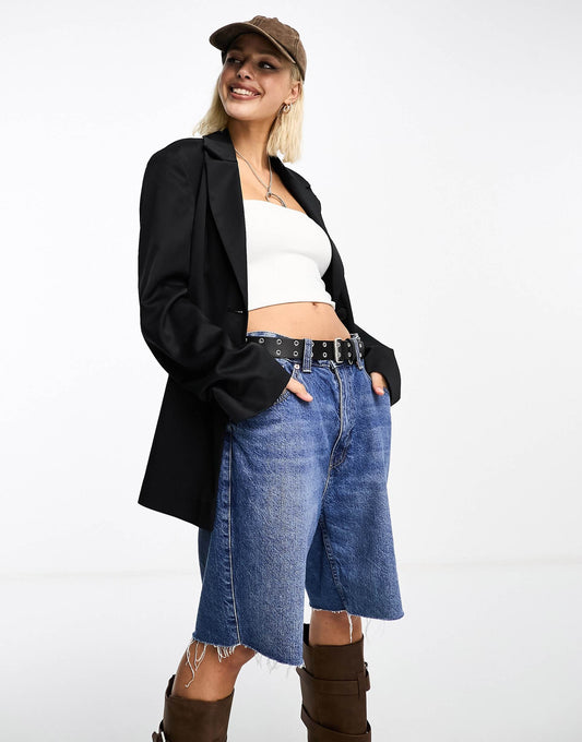 Oversized Woven Blazer With Pockets