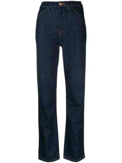 Logo-Patch High-Rise Straight-Leg Jeans