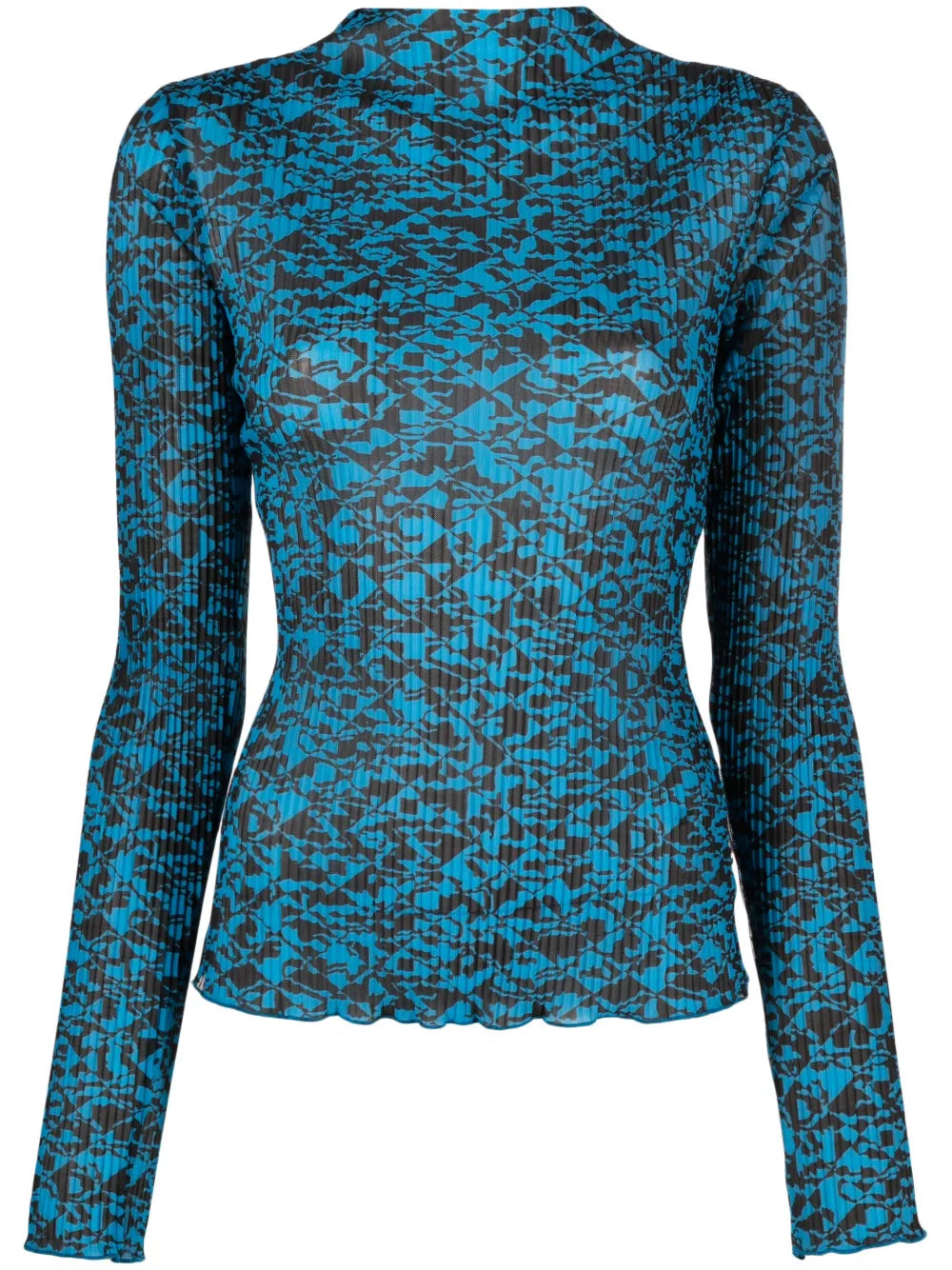 Graphic-Print Long-Sleeves Wool Top