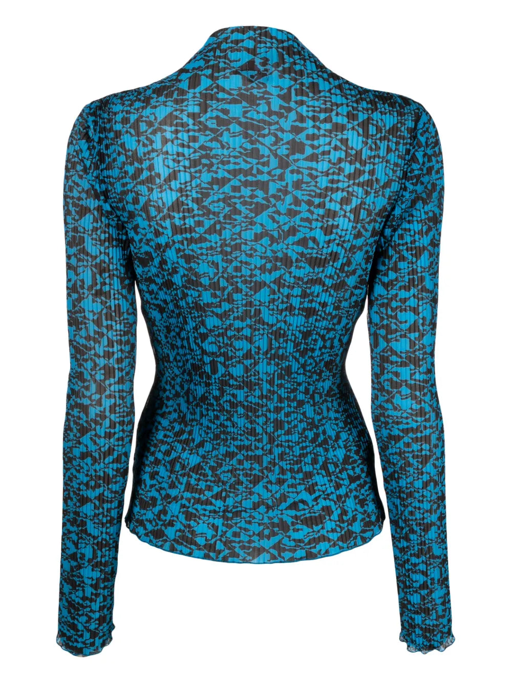 Graphic-Print Long-Sleeves Wool Top