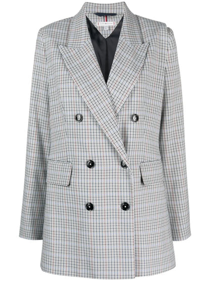 Checked Double-Breasted Blazer