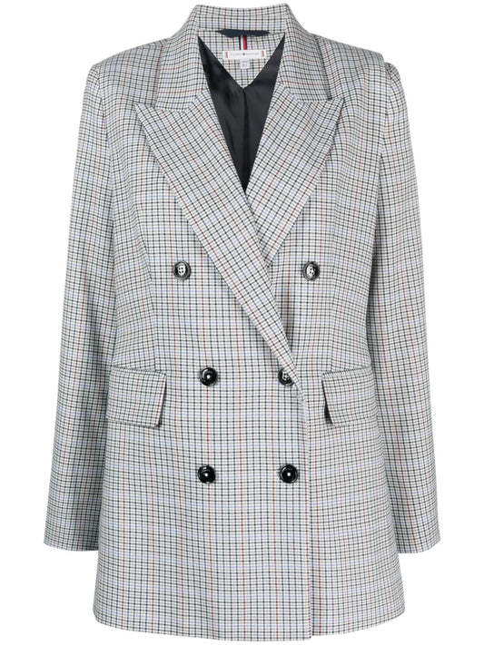 Checked Double-Breasted Blazer