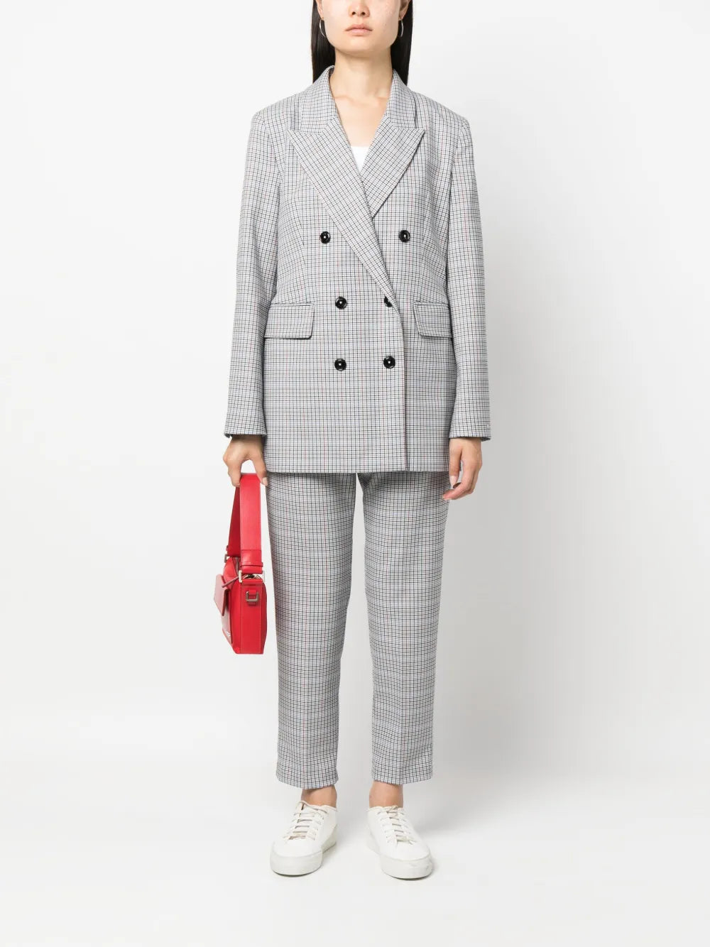 Checked Double-Breasted Blazer