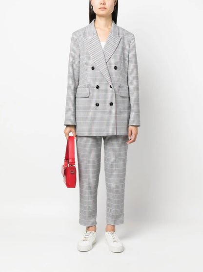 Checked Double-Breasted Blazer