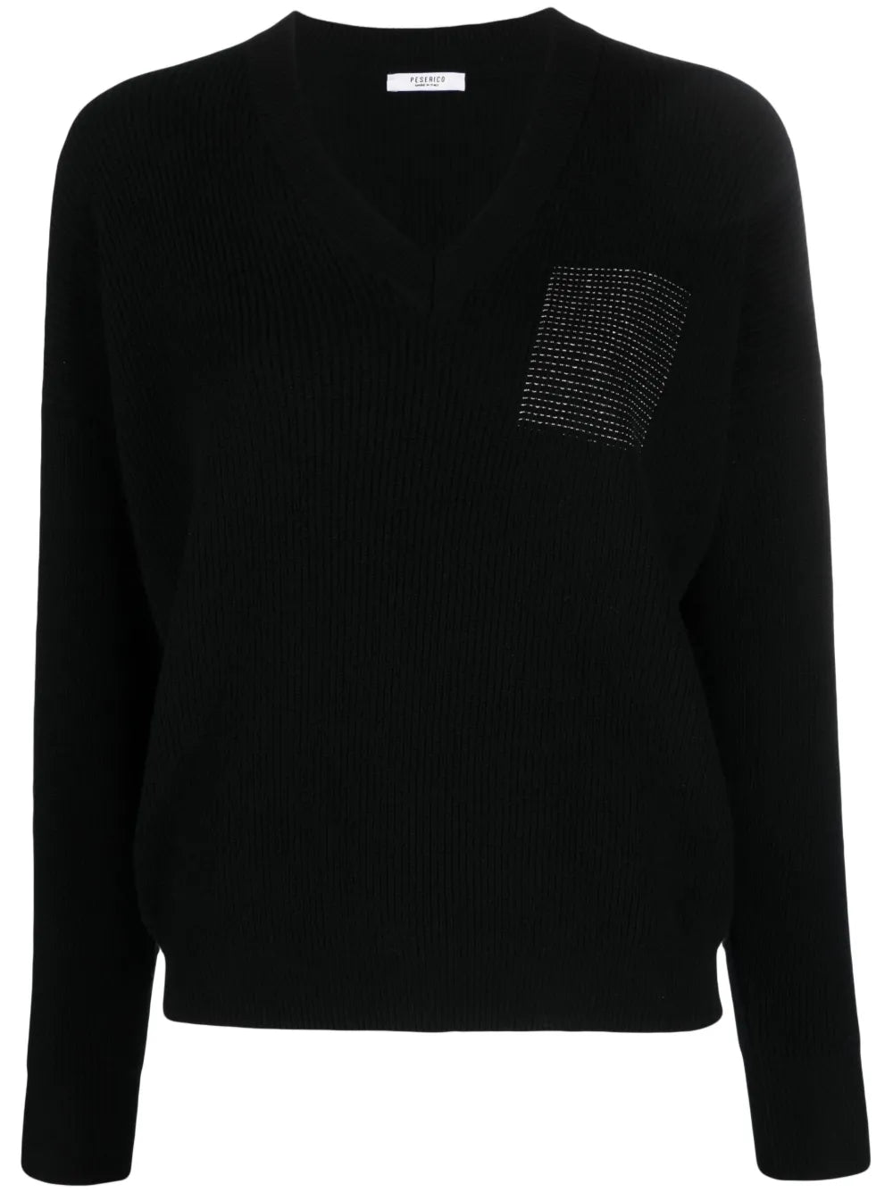 Metallic-Threading V-Neck Jumper