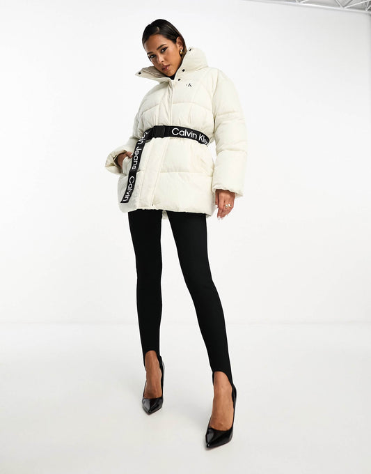 Belted Long Puffer Jacket