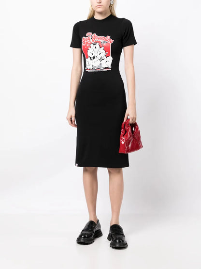 Graphic-Print Round-Neck Dress