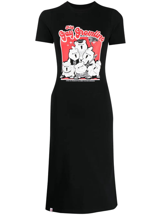 Graphic-Print Round-Neck Dress