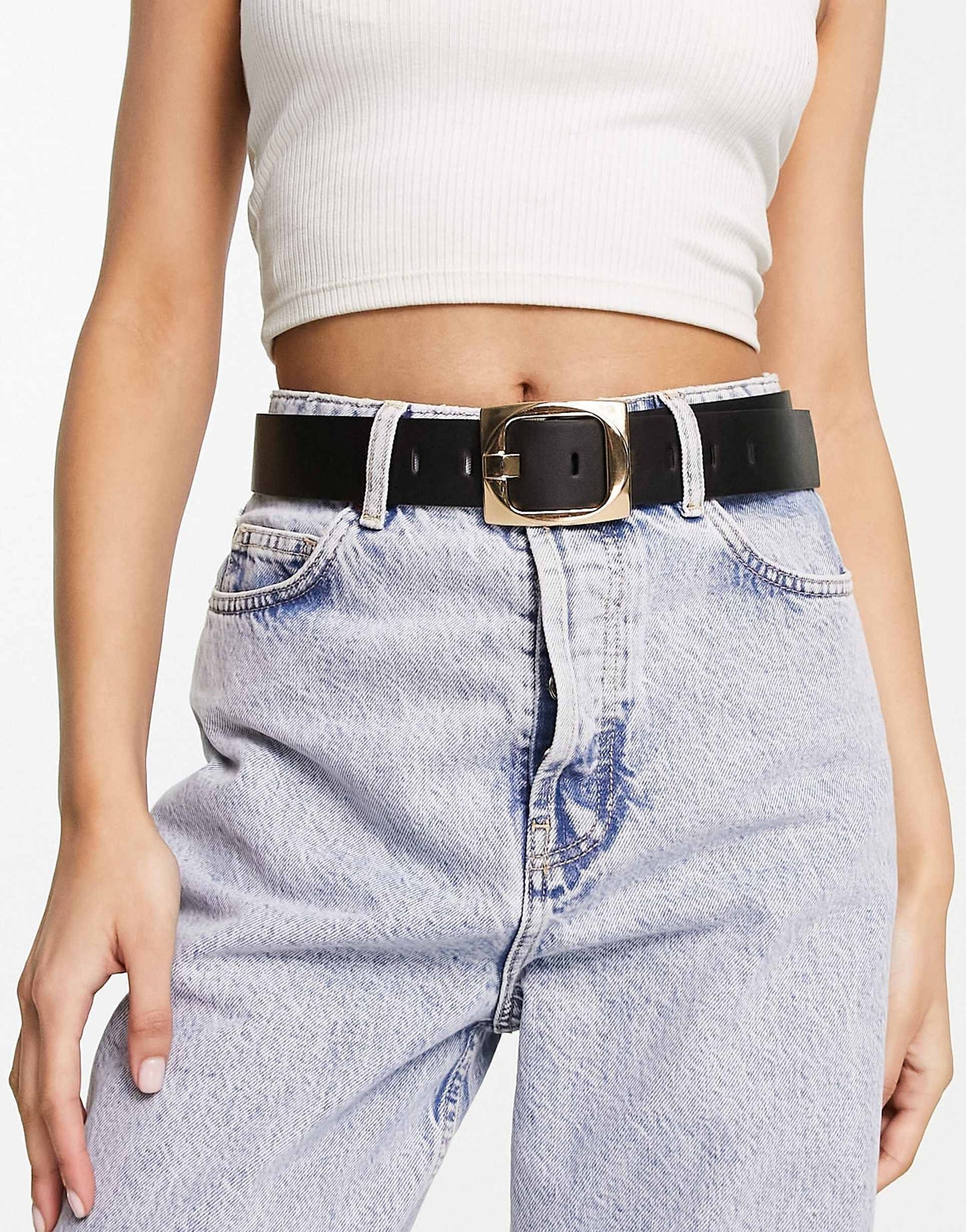 Chunky Gold Buckle Waist And Hip Jeans Belt