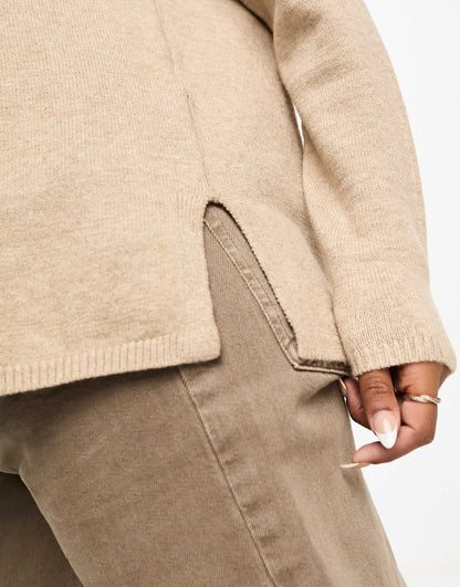Slouchy Longline Jumper With Side Split