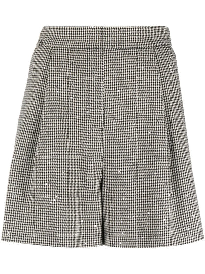 Houndstooth-Pattern Sequin-Embellished Shorts