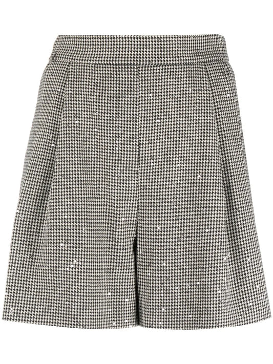 Houndstooth-Pattern Sequin-Embellished Shorts