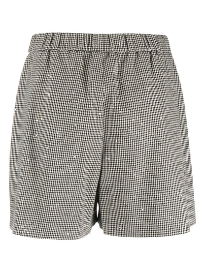 Houndstooth-Pattern Sequin-Embellished Shorts