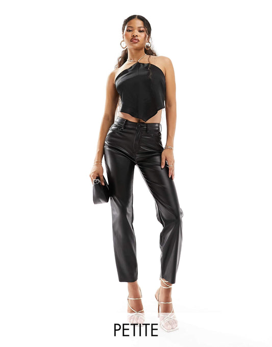 Petite Emily Faux Leather Ankle Trousers