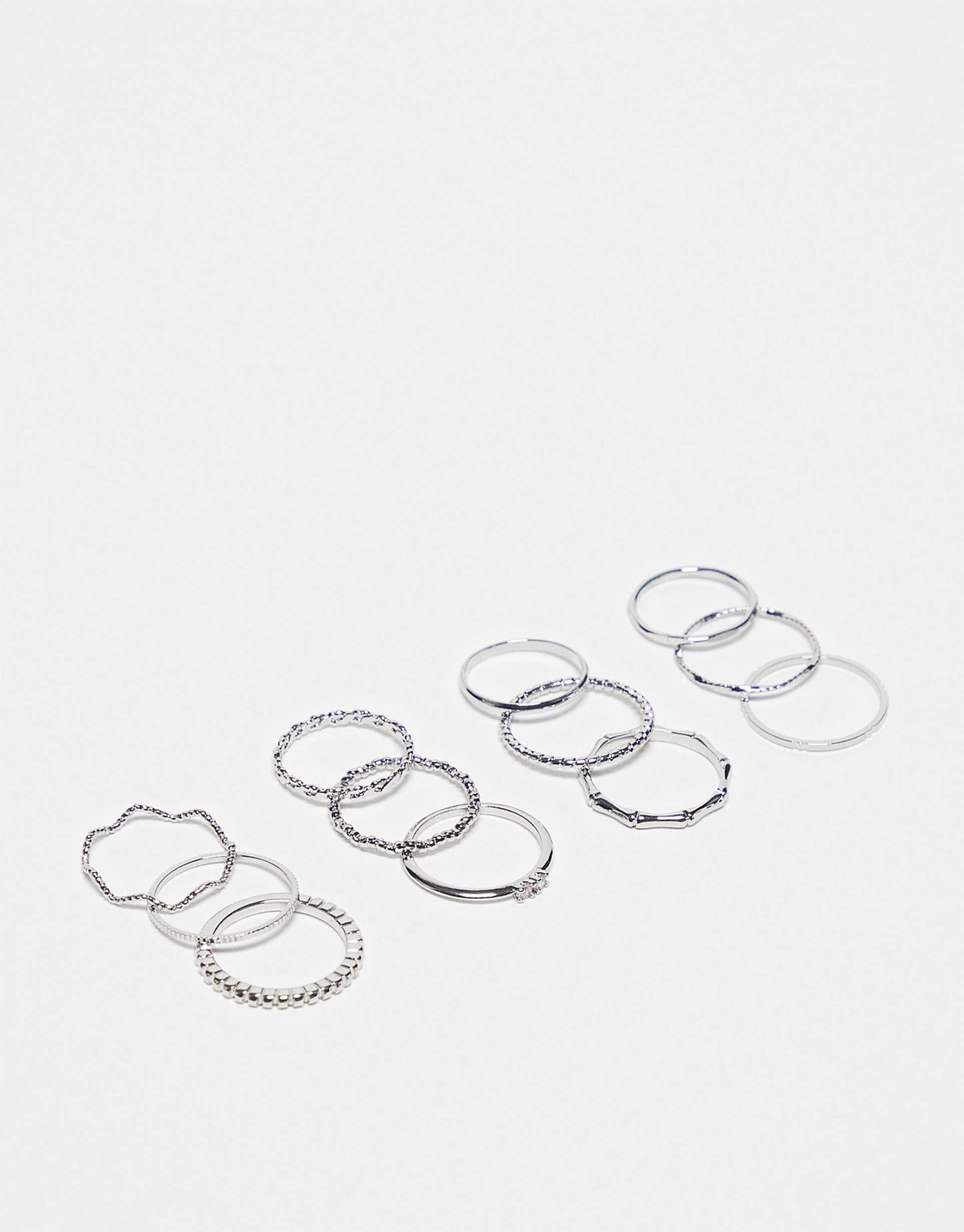 Pack Of 12 Rings With Twist Details And Engraved Designs