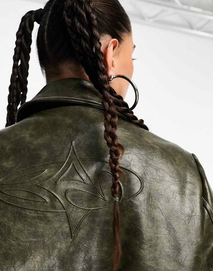 Cracked Faux Leather Cortex Trench
