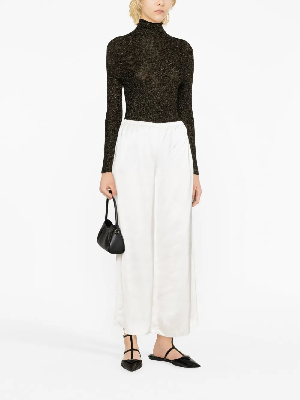 Ribbed-Knit Roll-Neck Top