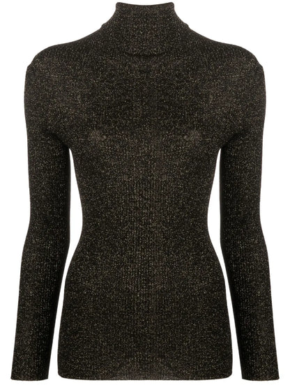Ribbed-Knit Roll-Neck Top