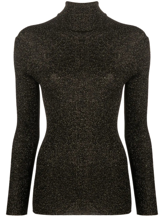 Ribbed-Knit Roll-Neck Top