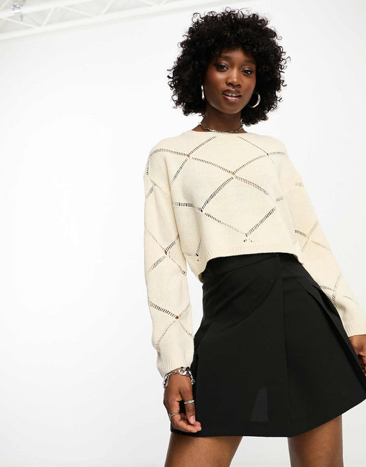 Pointelle Wide Neck Jumper