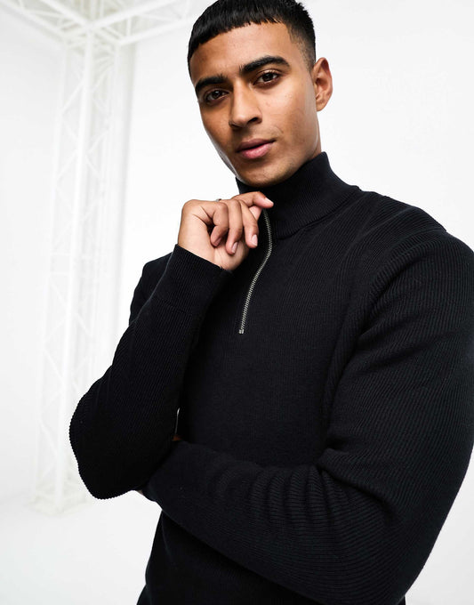 Ribbed Half Zip Jumper